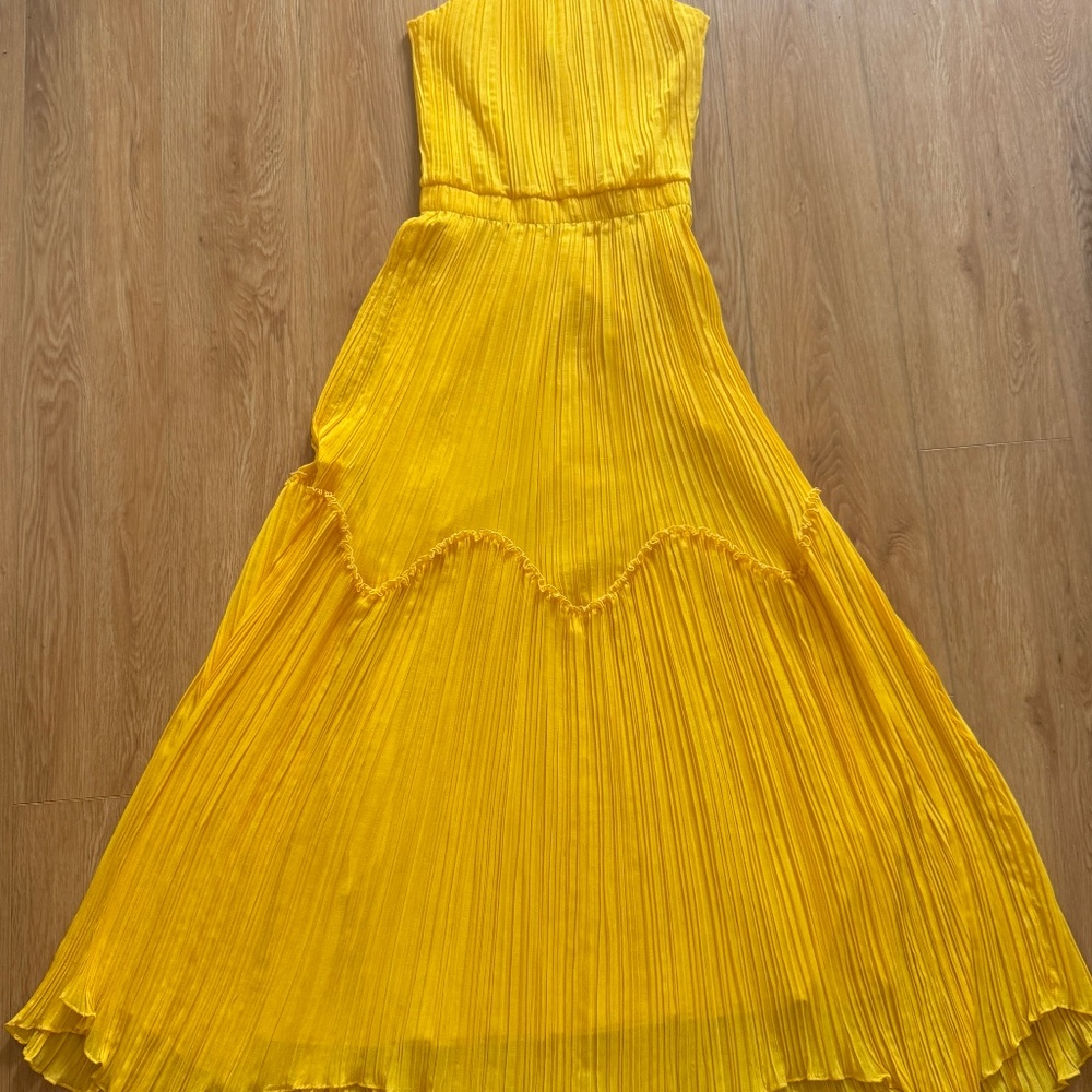 Halston Heritage Brand New With Tags Pleated Maxi Dress in Sunshine. Size Small.